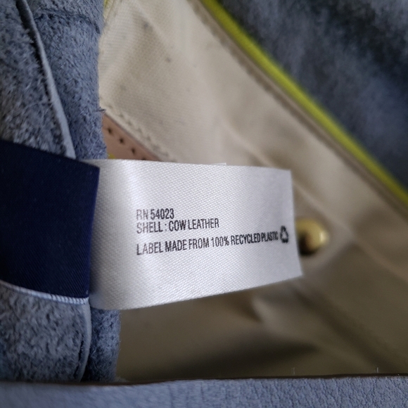 Gap Small Leather Flap Wallet Clutch Blue Snap Closure - Picture 6 of 7